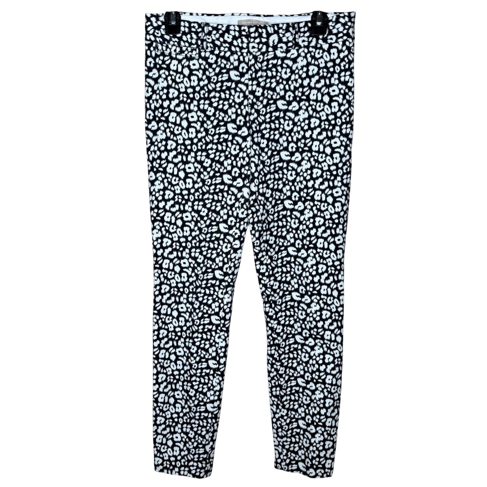 Banana Republic Sloan Animal Print Pants Women Size 2 Black White